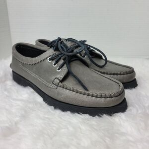 Quoddy Maliseet Bluchers Mens Size 7 D Oxford Gray Leather Boat Shoes New
